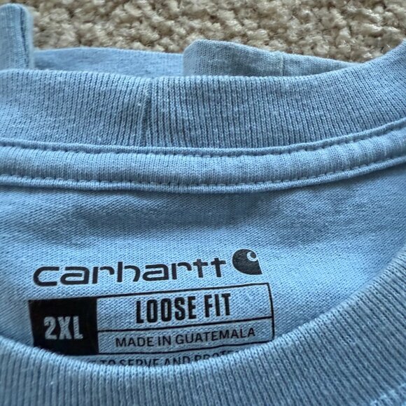 Mens CARHARTT pocket t shirt 2XL Loose Fit NEW no tags Lt BLUE short sleeve - Picture 2 of 4